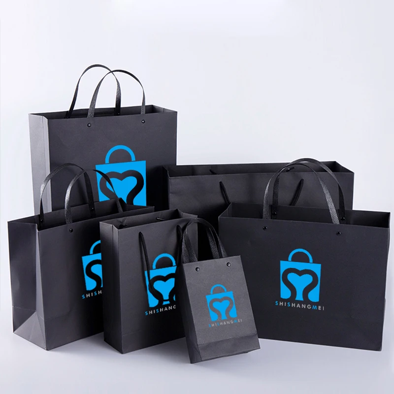 Custom clothing shoes cosmetics Shopping gift jewelry paper luxury packaging paper gift bags with handle your own logo