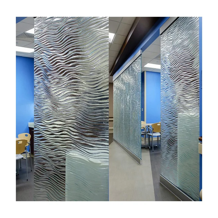 Hot Melt Tempered Fused Water Ripple Glass Partition Wall Prices