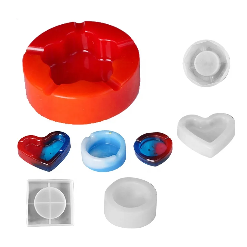 Custom Heart Shaped Extra Large Silicone Ashtray Epoxy Resin Mold for Cigar Ashtray
