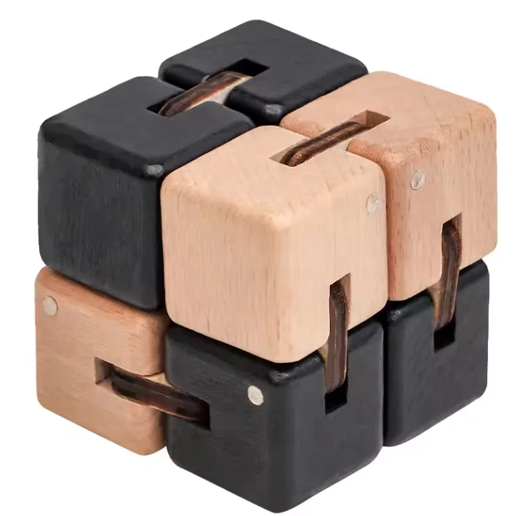C02005 Creativity Wooden Magic Folding Infinity Cube Puzzle Sensory Toy Best gift Magic Fidget Cube for Kids