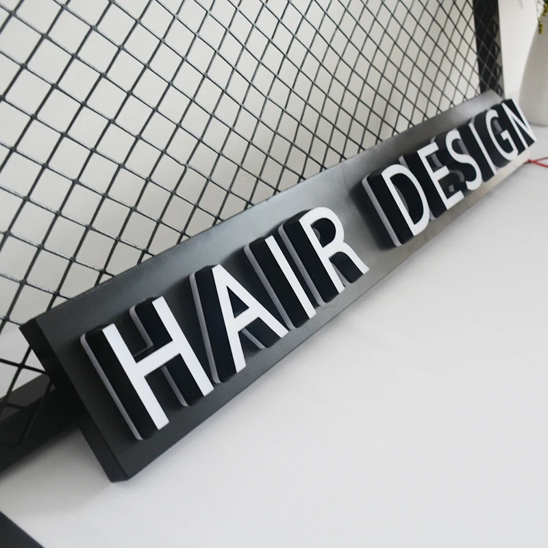Customized color business logo hair salon lighting up led signage