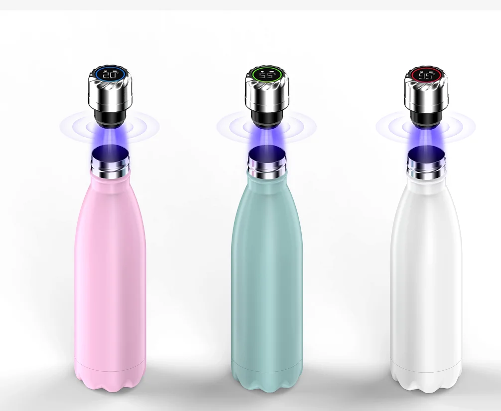 
Amazon Wholesale Smart UVC Disinfection Vacuum Flask Thermos Cup Custom Reminder Sterilization UV Water Bottle 