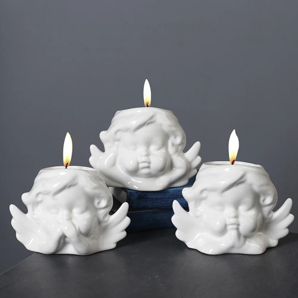 Custom Bulk Cherub Shaped Ceramic Candle Cups Vessels for Seasonal Products Festive & Adaptable Ideal for Holiday Lines