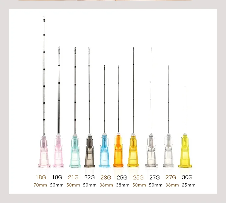
21G 50MM Sterilized HA Injection Disposable Micro Cannula 21G for Derma Filler 