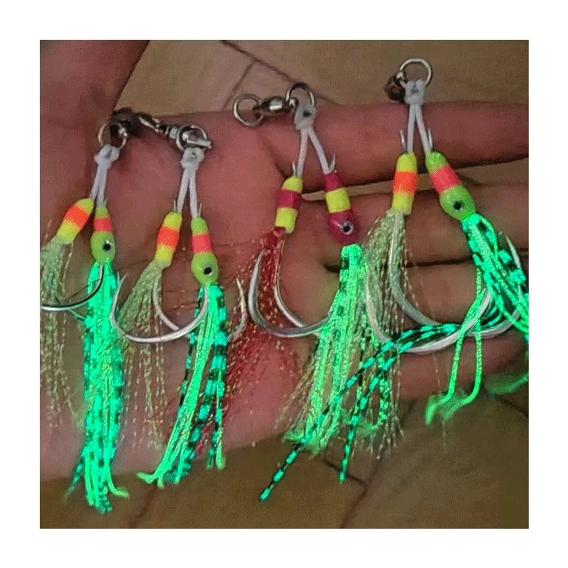 Epxoy Coating Wire Saltwater Jigging Hook Double Assist Hooks for Deep Sinking Jigging Lure Original Pike Fishing Assist Hooks