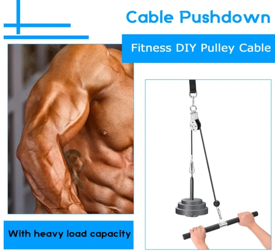 Home Gym Fitness DIY Pulley Cable Machine Attachment System Lifting Arm Hand Strength Training Equipment