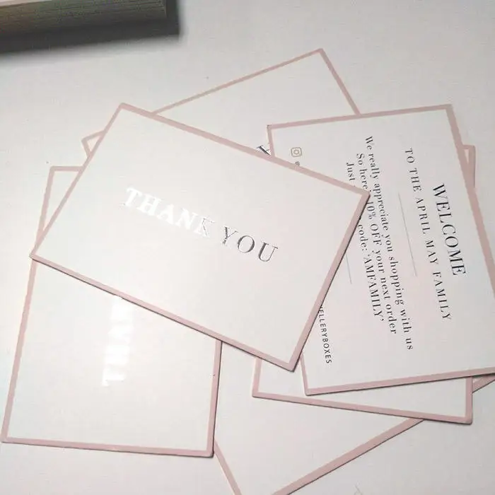 High quality Luxury custom gold hot stamping logo thank you card paper printing thanks giving cards for small business