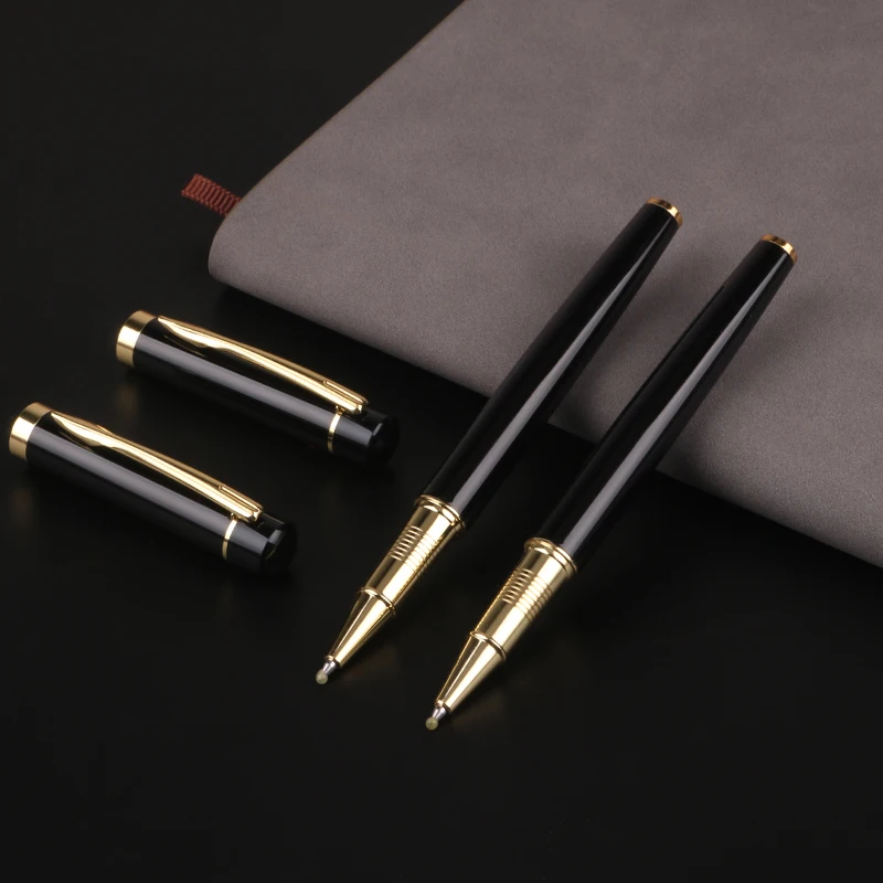 2024 Business Idea Business Promo Print Pen High Quality  Custom Logo Black Metal Luxury Roller Pen