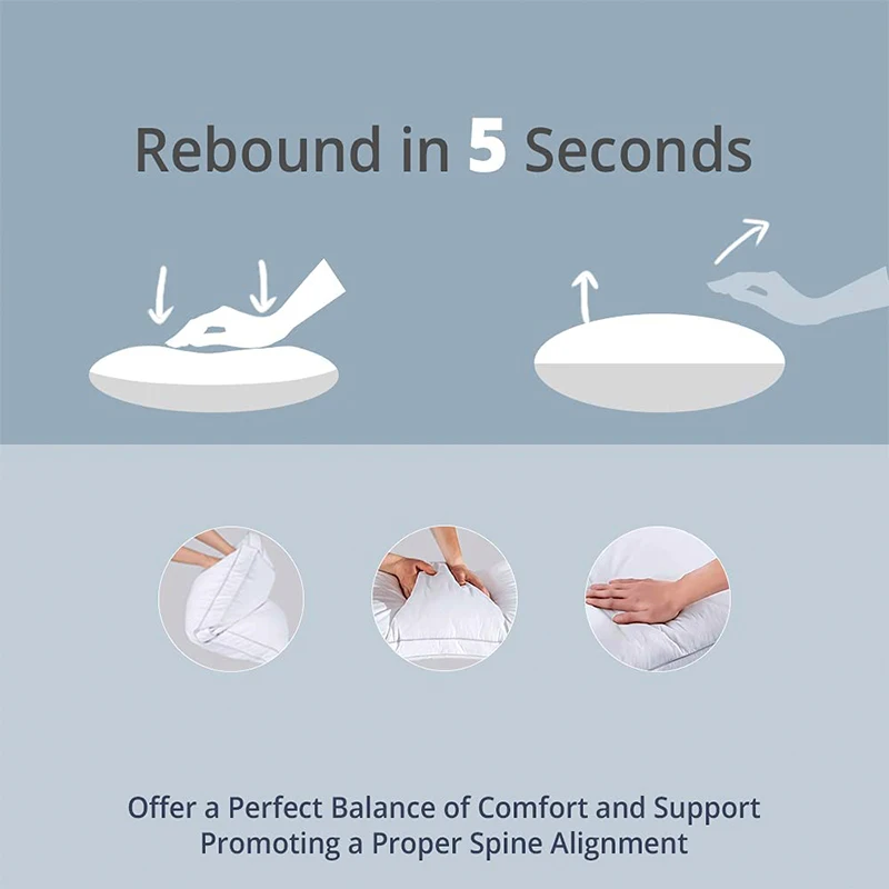 Premium Diamond Quilted Hotel Collection Pillow Breathable Goose Feathers Down Gusseted Bed Pillow For Sleeping