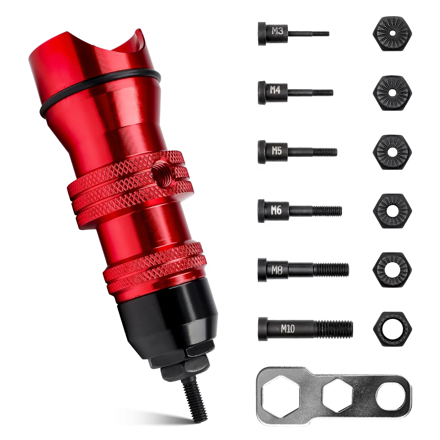 M3 M4 M5 M6 M8 M10 Rivet Nut Gun Riveting Insert Nut Tool Cordless Rivet Drill Electric Adapter