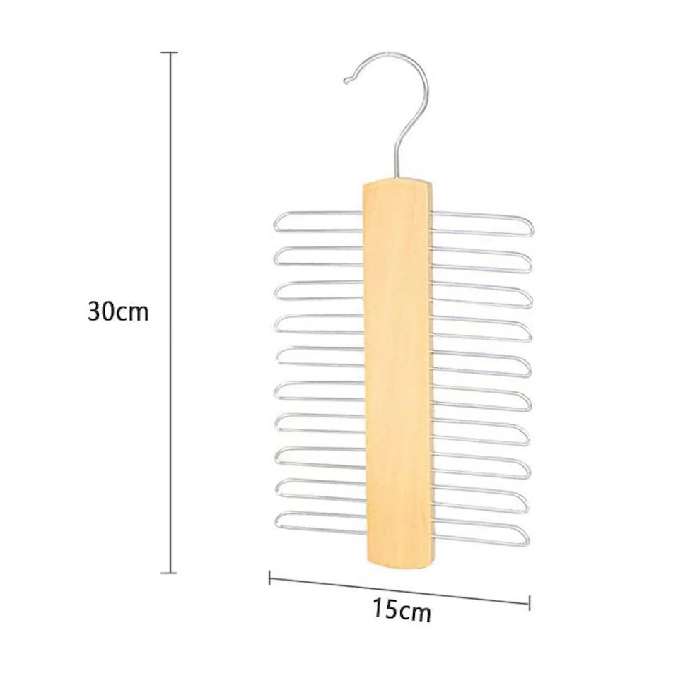 Bedroom Belt Hanger Tie Racks for Men Closet Organizer 20 Hooks Wood Tie Rack Holder