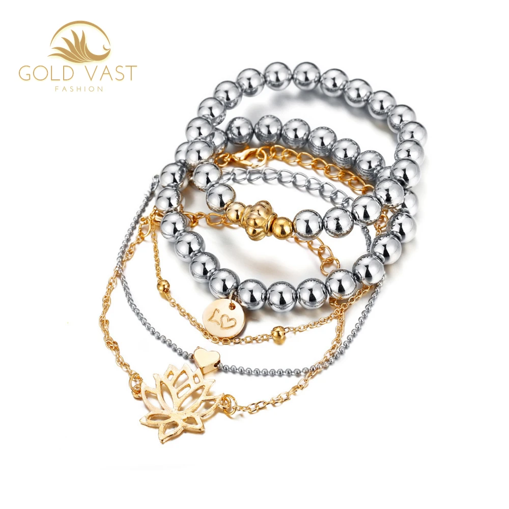trendy stainless steel gold plated bracelets & bangles bracelets sets alloy charm bracelet in zinc alloy jewelry bijou bijoux or