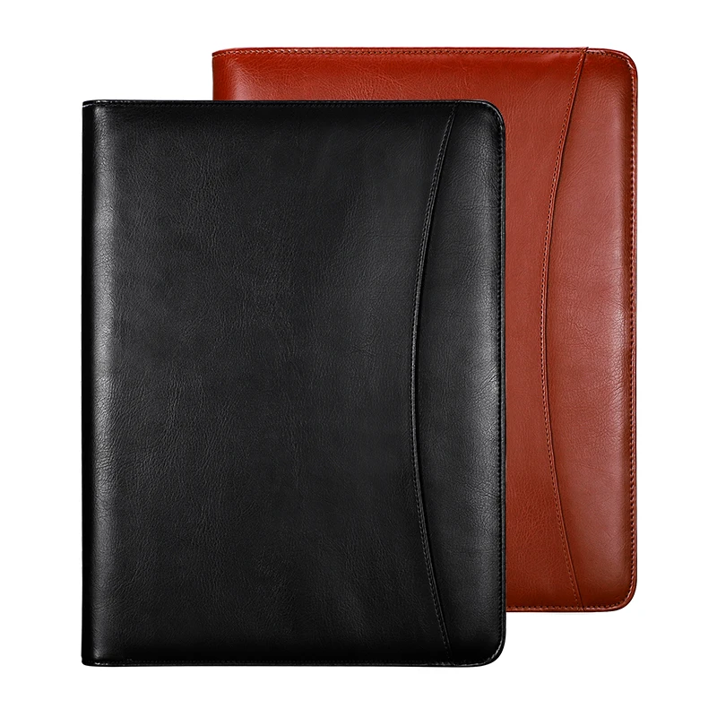 Professional A4 Business File Holder PU Leather 3 Ring Binder Padfolio Case Executive Folder customized logo