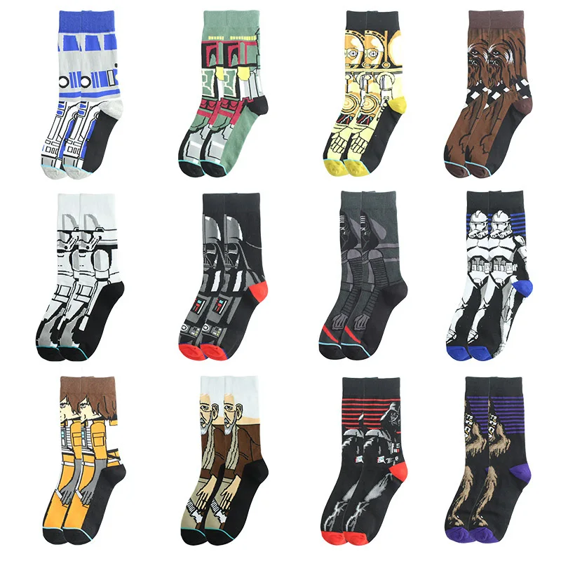 Custom Logo Happy Socks Cartoon Funny Happy Socks Various Styles Cotton Crew Men Fashion Dress Socks