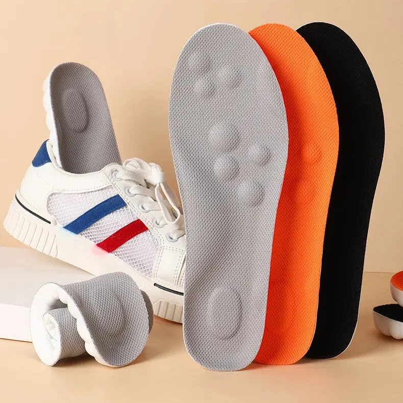 Sports insole boys women step on shit feeling PU anti-bacterial anti-odor breathable high elastic shock absorbent casual insoles