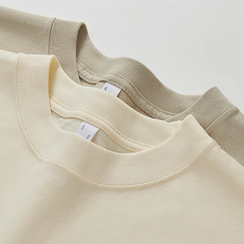 custom t shirt wide collar with pockets oversized streetwear heavyweight 100%cotton clothing manufacturers