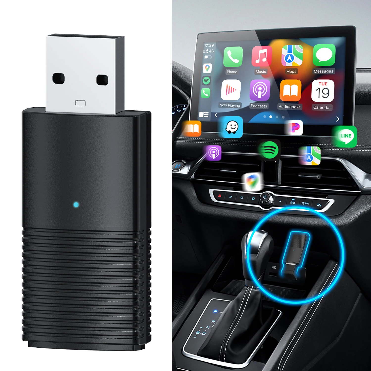 NEW Product Portable Wireless Carplay Converter Wired to Wireless Carplay Adapter for Car Multimedia Plug and Play Fast