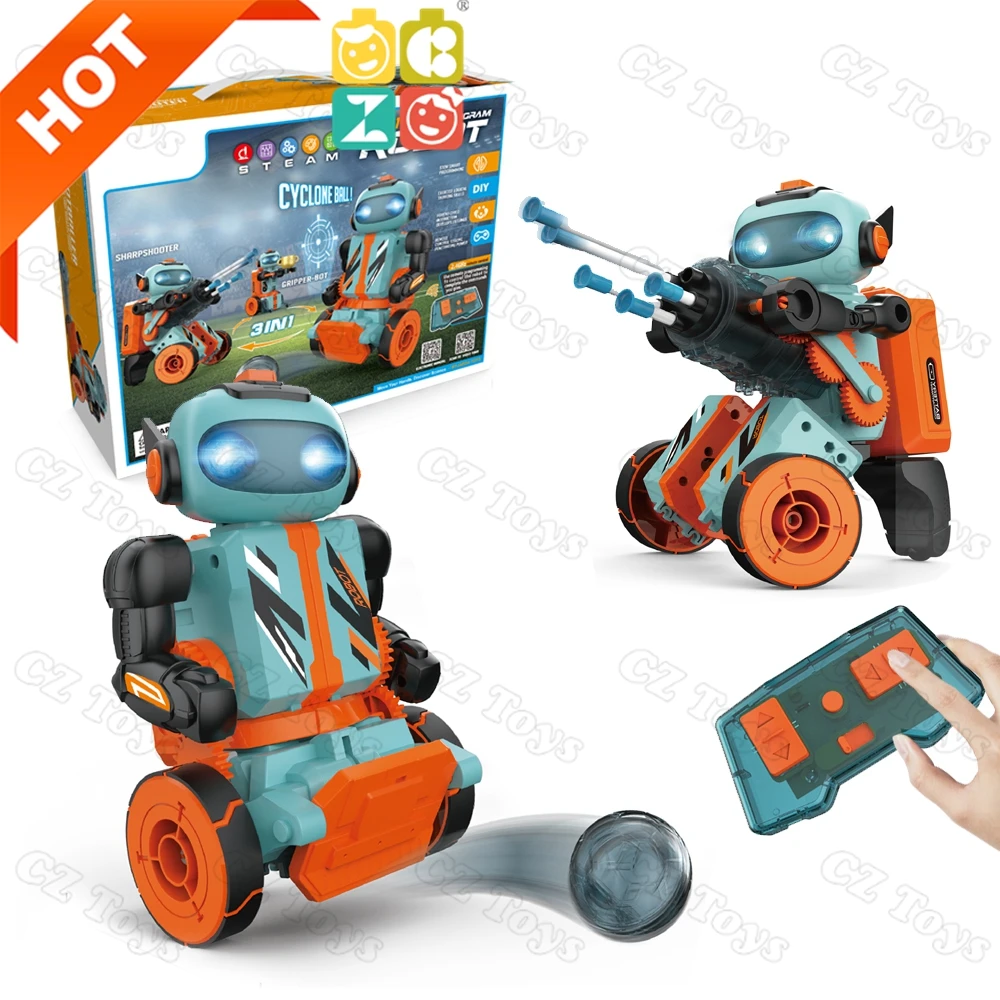 CZ STEAM 3in1 Electronic Walking Smart Robot Programming Control Play Football Shooting Grab RC Robot Educational Assemble Toys