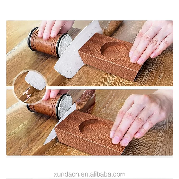 Round manual kitchen rolling knife sharpening kit angle tumbler ceramic diamond knife sharpener