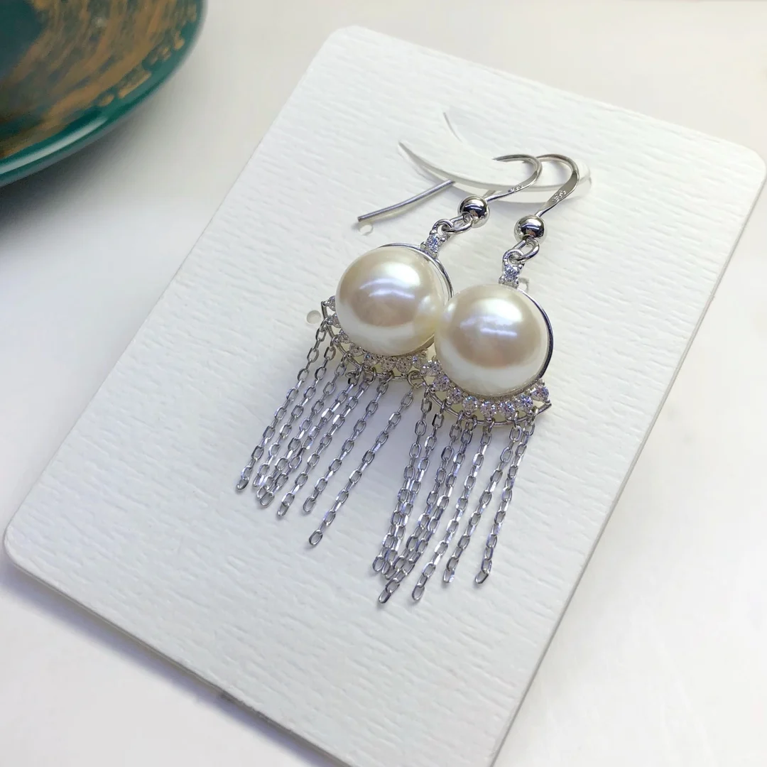 high Quality Freshwater Pearl 925 Sterling Silver Tassel Drop Earrings S925 Sterling Silver Drop Earrings For Women