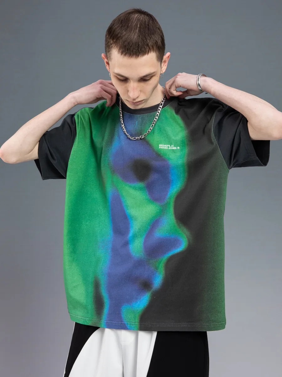 Customized high quality all over dtg printing bandana hip hop streetwear oversize pima cotton t-shirt for men
