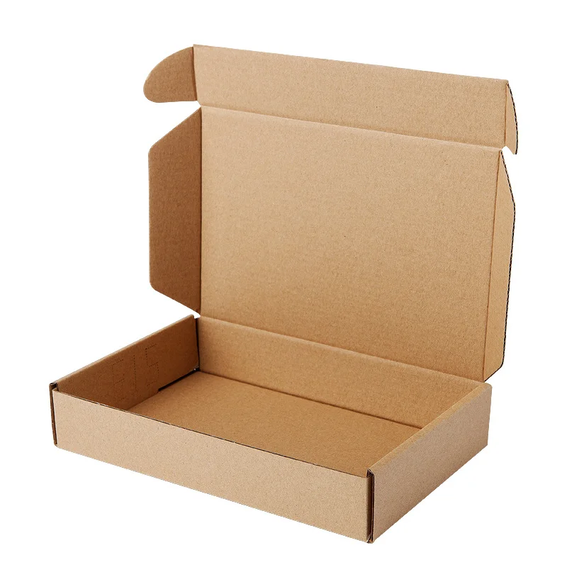 In Stock Low Moq Square Biodegradable Colored Flat Kraft Shoe Corrugated Mailer Paper Packaging Cardboard Shipping Box