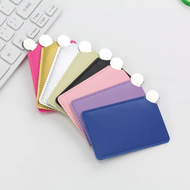 PU Leather Small Portable Mini Cosmetic mirror for makeup, Heart Shape Leather Mirror Pocket Mirror Leather Custom Logo