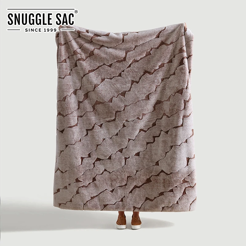 
Snuggle Sac Air Feel Luxury Rabbit Fur Blanket Cut Pattern Faux Fur Blanket Home Decor 