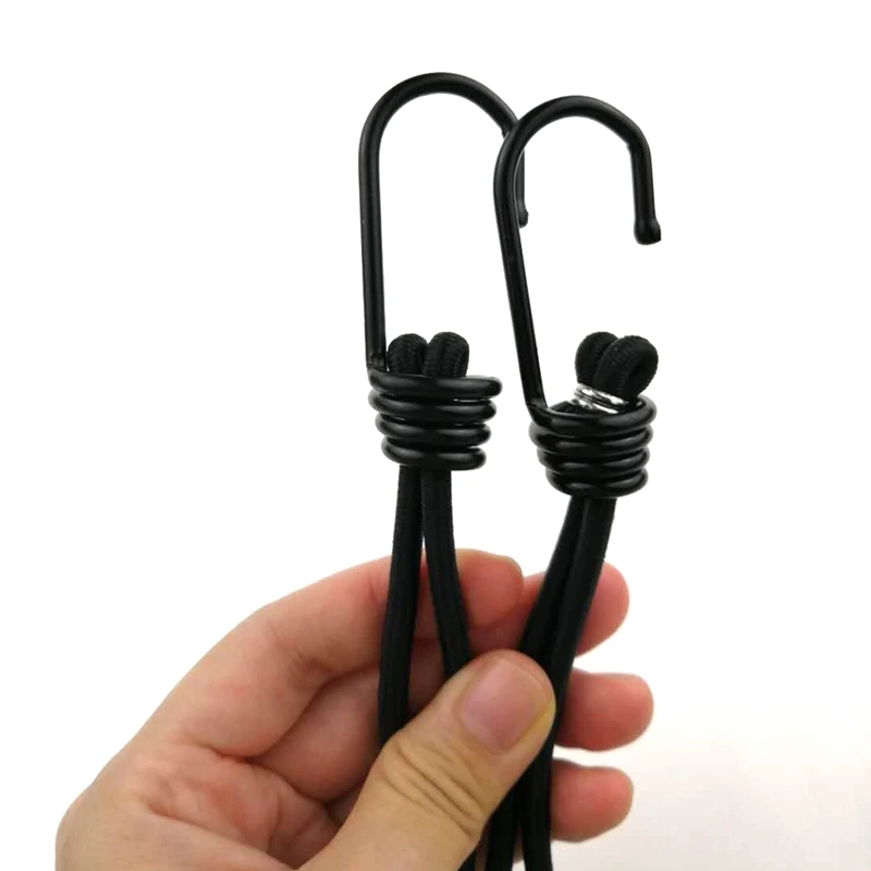Custom Outdoor Bicycle Fitness Elastic Flat Bungee Cords Rope With Plastic J Hooks Bungee Cords Rope
