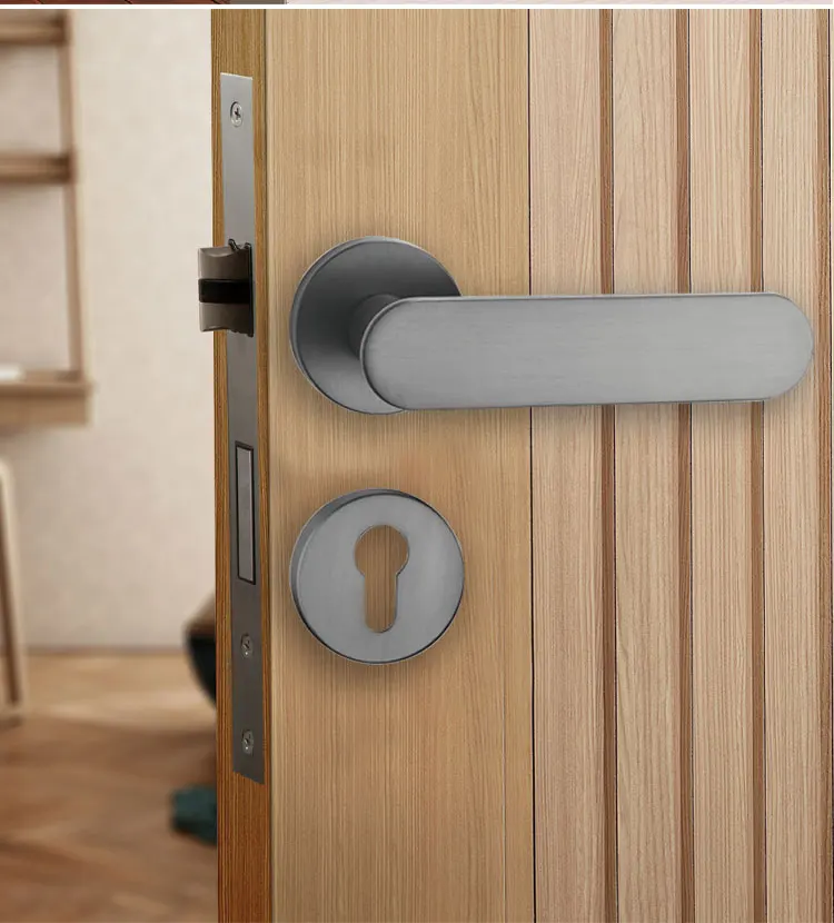 Doorplus Modern Simple Round Door Handles With Lock Interior Door For Bathroom Bedroom Door Hardware