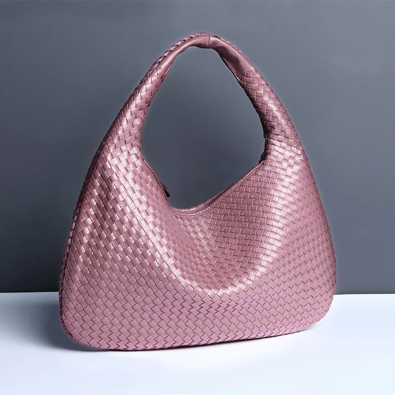 Dropshipping Woven Bag Vegan Leather Hobo Handbags for Women Top-handle Shoulder Tote Braided Bag Underarm Purse