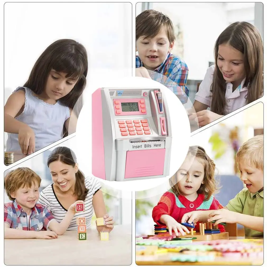 Intelligent atm machine piggy bank for kids mini cute money box for adults with Debit Card Password Login