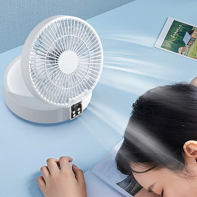 Desktop Circulating Fan Portable 4000mAh Battery Rechargeable USB Mini Fan Outdoor Folding Storage Air Cooling Fans With Lights