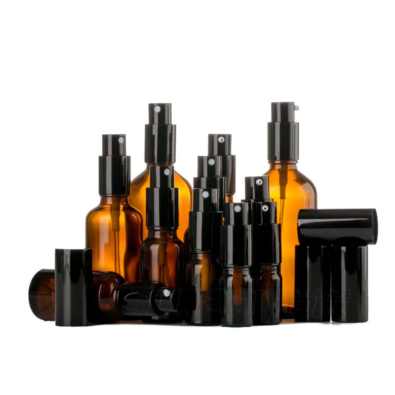 
Hot sell cosmetic perfume atomizer amber spray bottle perfume glass bottles with cap 