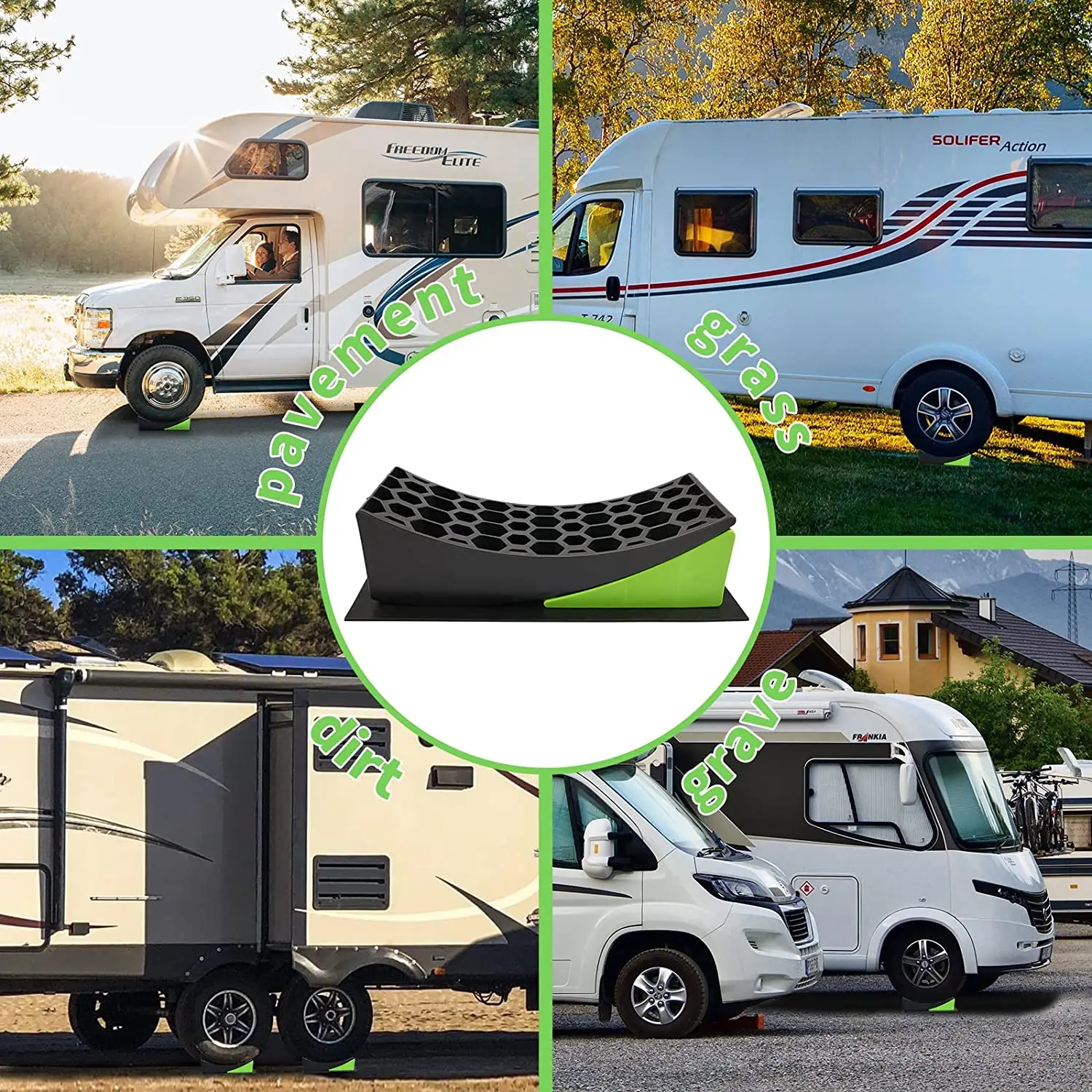2 Packs RV Leveling Blocks Camper Leveler for Dual Axle Tandem Wheel Travel Trailer Motorhome