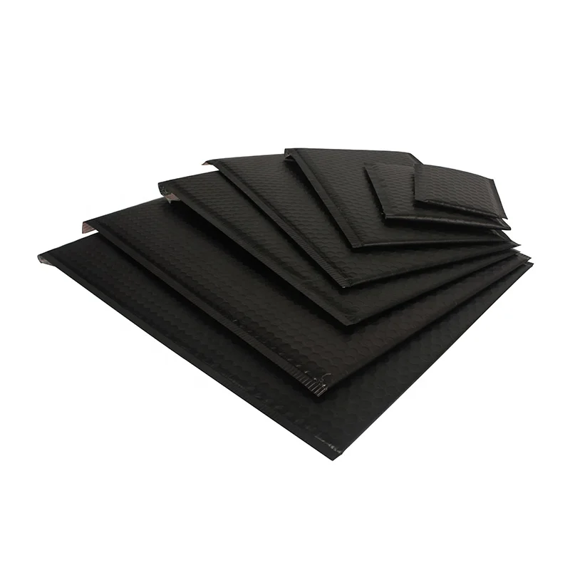 Wholesale Padded Envelope Custom Printed Matte Bulk Black Big Large Aluminum Foil Metallic Bubble Mailers With Logo