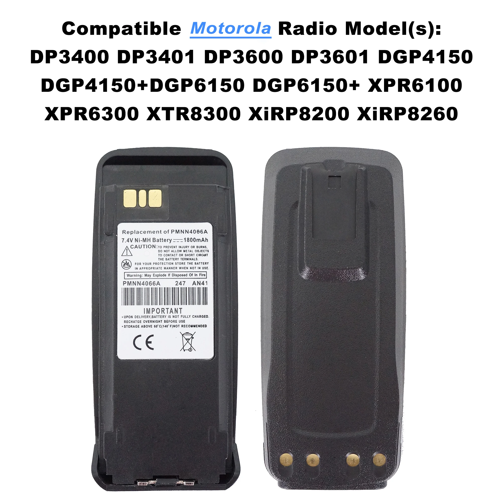 1800mAh PMNN4066A replacement battery for Motorola Walkie Talkie DP2400 DP3401 XiR P8208 XPR 4380 KD0106
