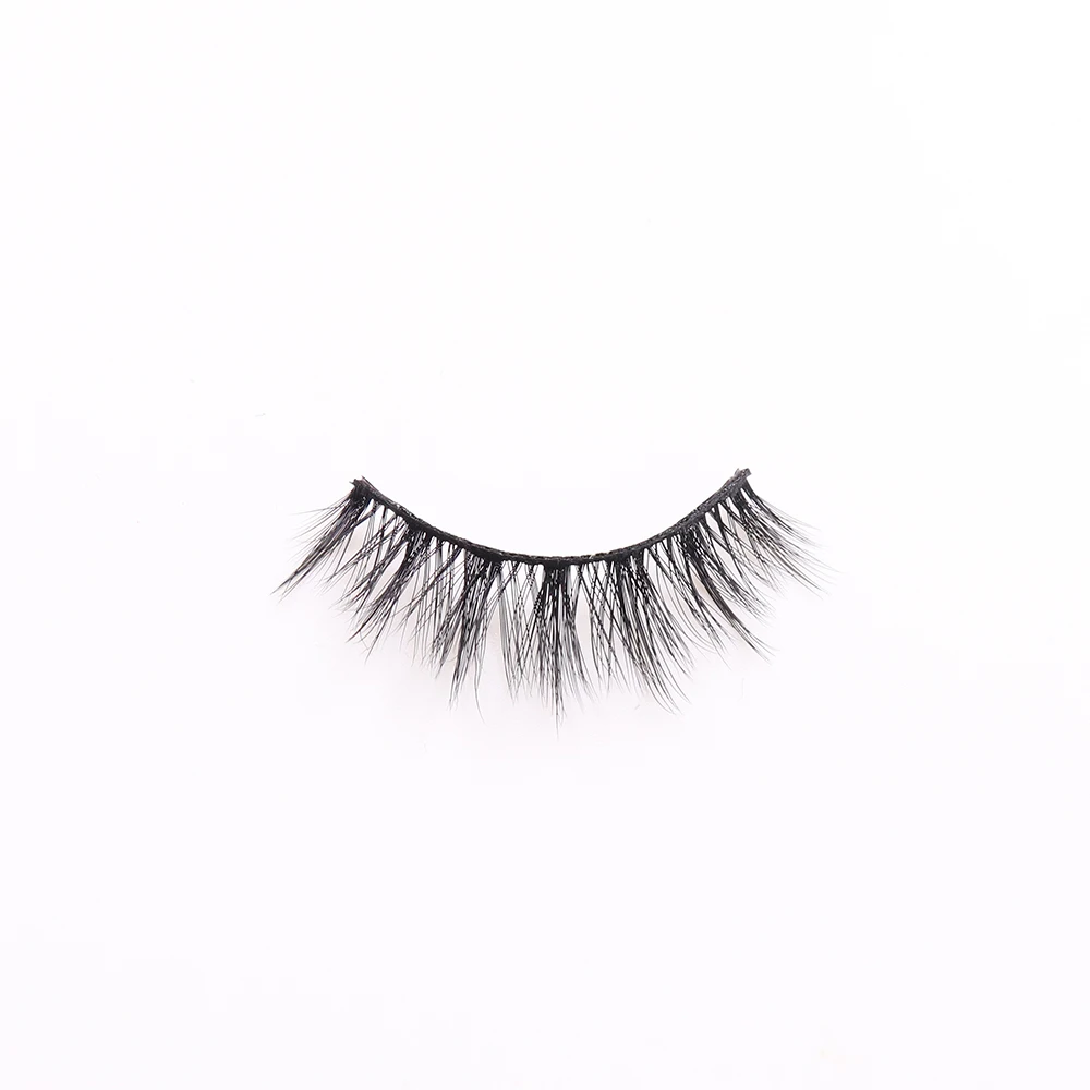 Natural Style 3D Faux Mink Eyelash Thinner Soft Cotton Band Cross Shape Short Length False Lashes Wholesale
