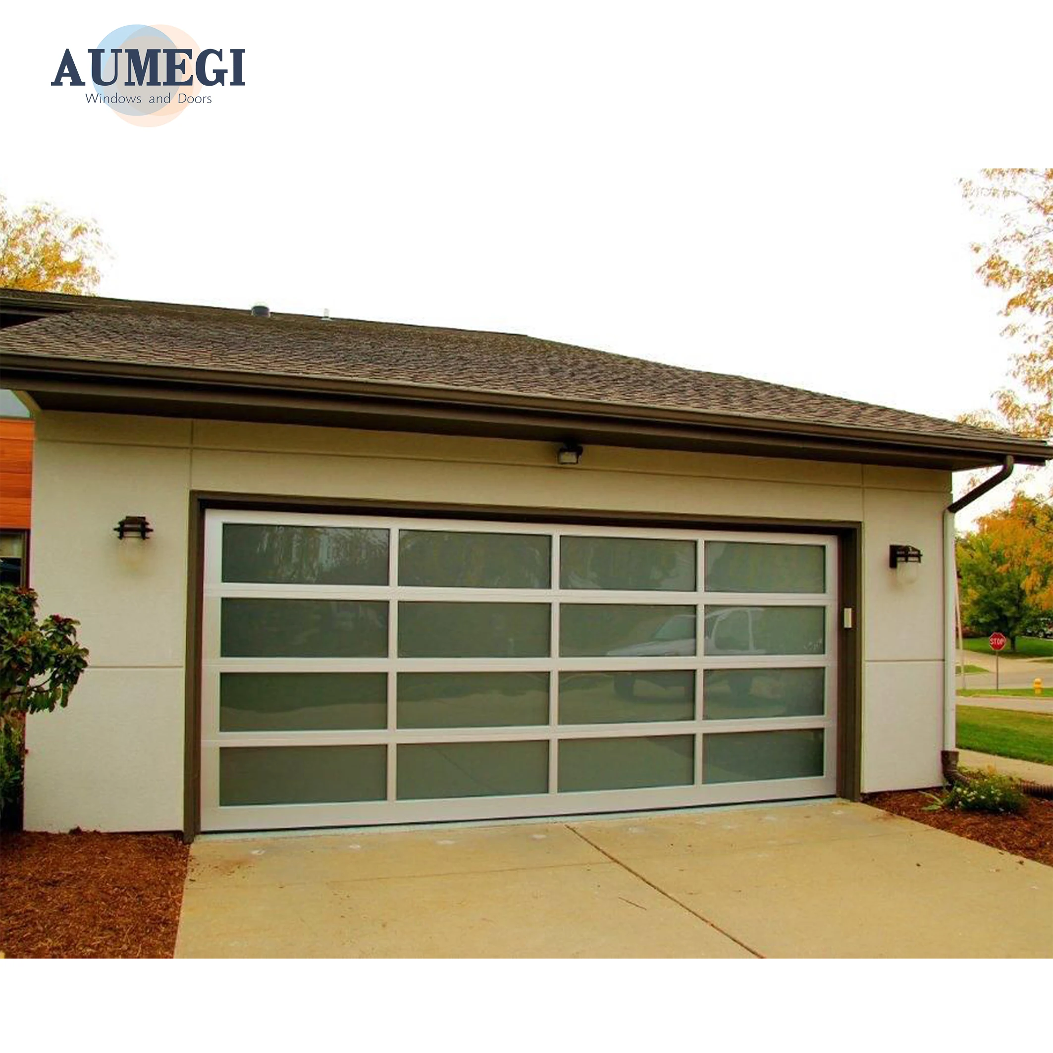 Aumegi Store Entry  Good Quality Garage Door Flush Panel  Automatic Garage Door Double Garage Doors Automatic