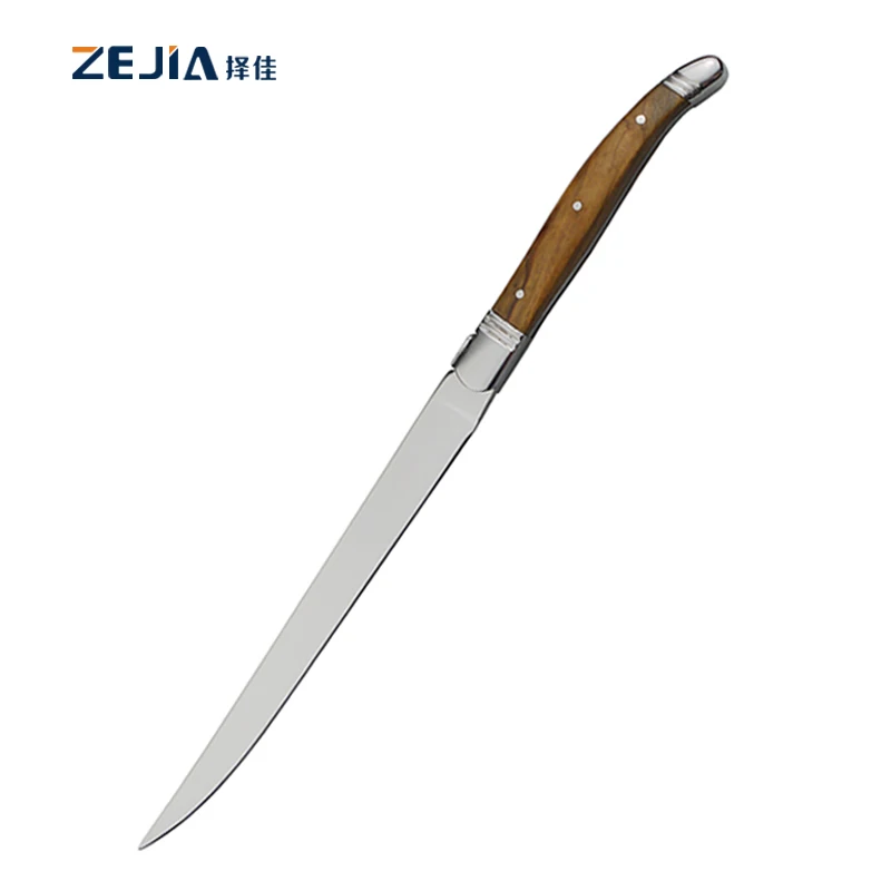 2 Pcs Outdoor Barbeque Slicing Knife Tool Set laguiole carving knife and fork Meat Fork Set  With olive wood