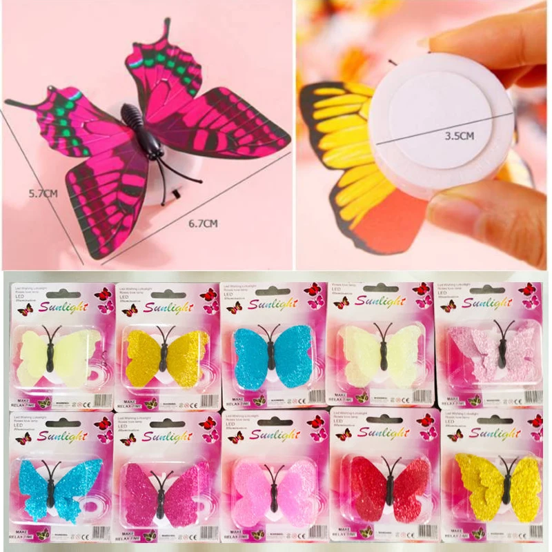 3d LED gold butterfly wedding Decorations for birthday party supplies butterfly party decorations wall decor