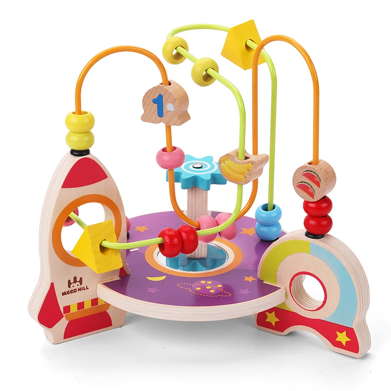 Children Montessori Wooden Toy Bead Maze Circles Around Beads Puzzle Toys Math Early Learning Educationals