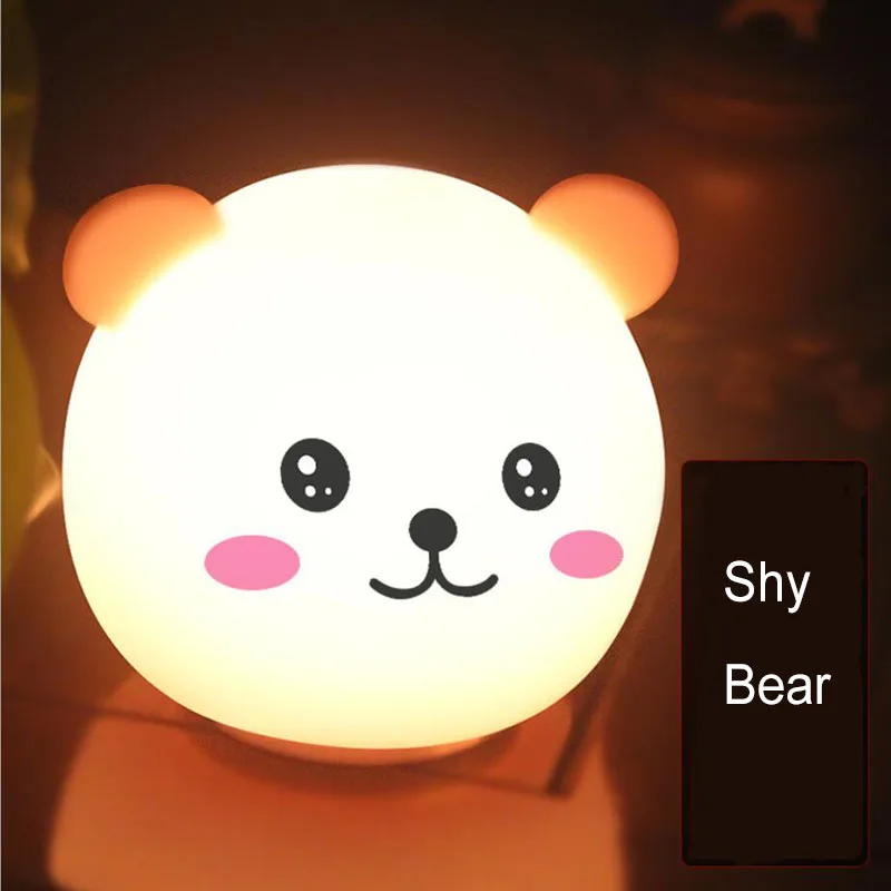 Panda Bear Cat Pig LED Night Lamps Touch Sensor Tap Timer Color Changeable USB Battery Rechargeable Lights for Kids Baby Gifts