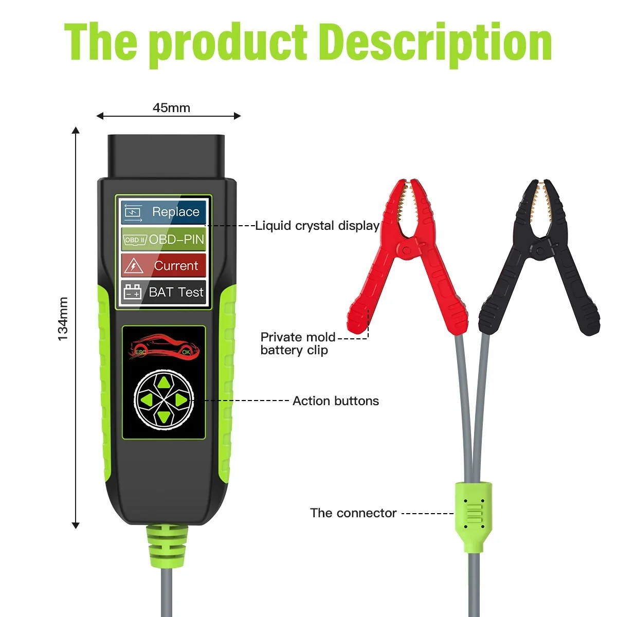Multifunctional 4 in 1Replace OBD-PIN Current Battery tester TopDiag BT400 Power Tools