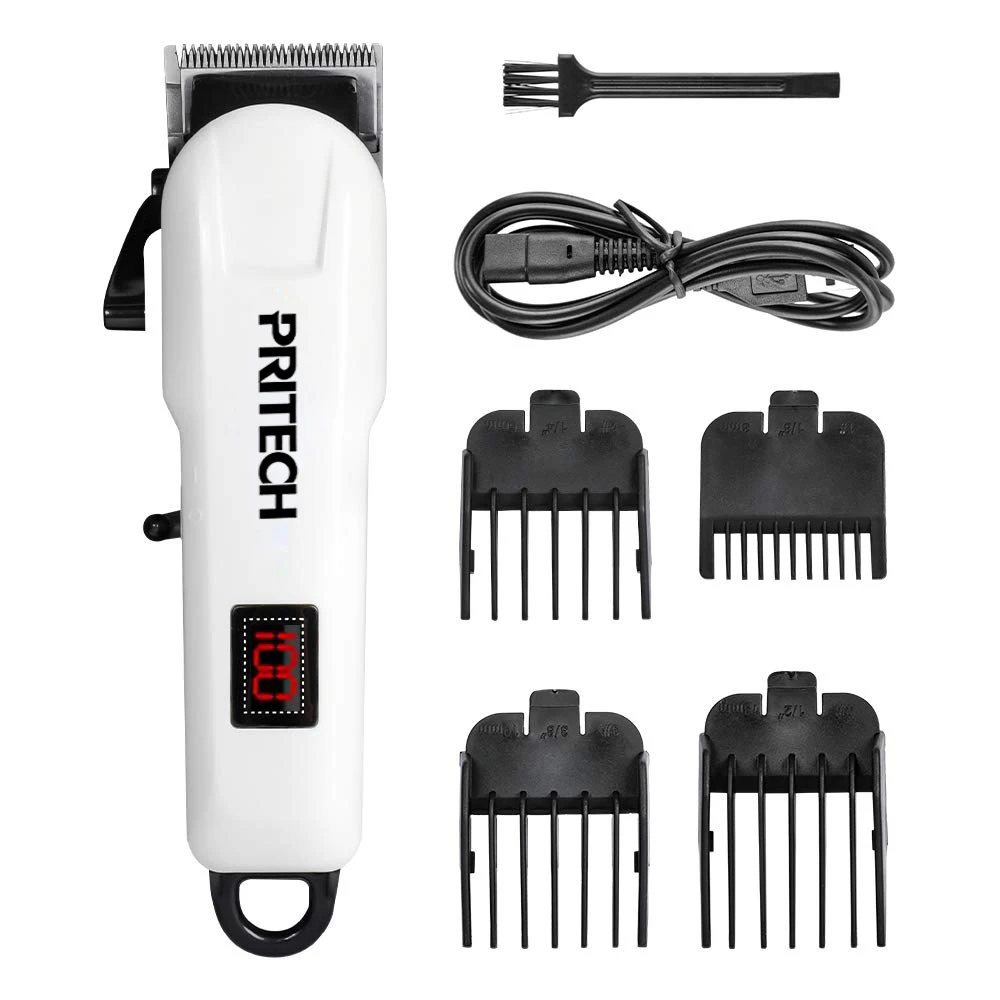 PRITECH Plug And Play USB перезаряжаемая аккумуляторная Парикмахерская Машинка для стрижки волос профессиональная