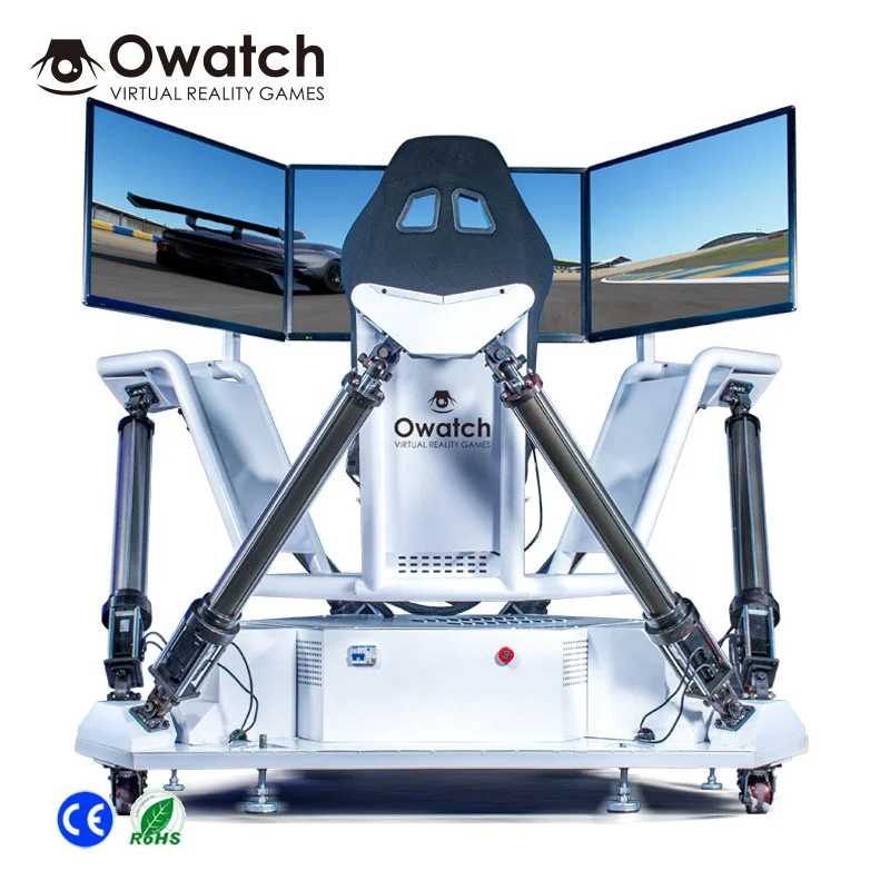 VR Racing car driving simulator machine with three screens