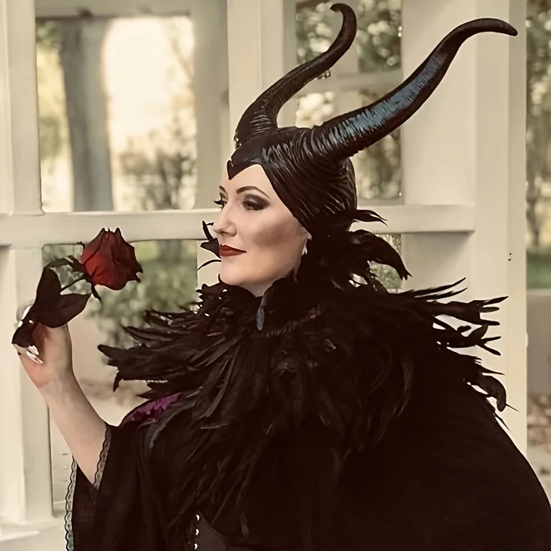 Maleficent Cosplay Props Halloween Christmas Elegant Black Rave Party Supplies Head Decoration