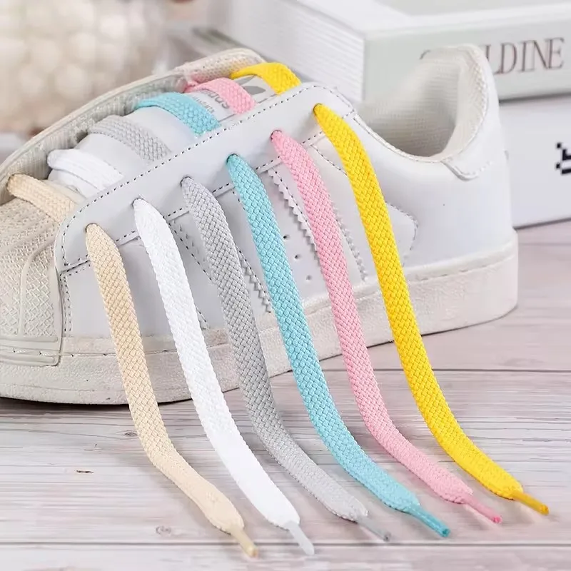 1cm wide Double Layer Polyester Laces Pure Color AF NK SB Dunks Flat Athletic Shoestring Casual Thick NB Sneaker Shoelaces