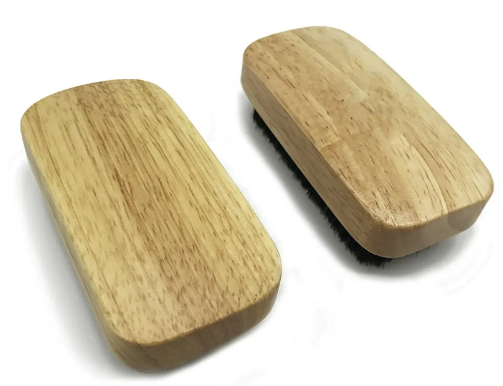 Custom Laser Engraved Logo Wood Natural Boar Bristle Beard Brush Handle for