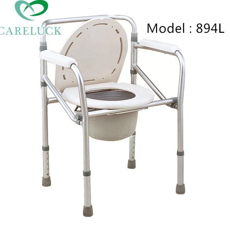 Portable folding portable steel commode chair stainless small steel folding bedside commode seat toilet chair for adults